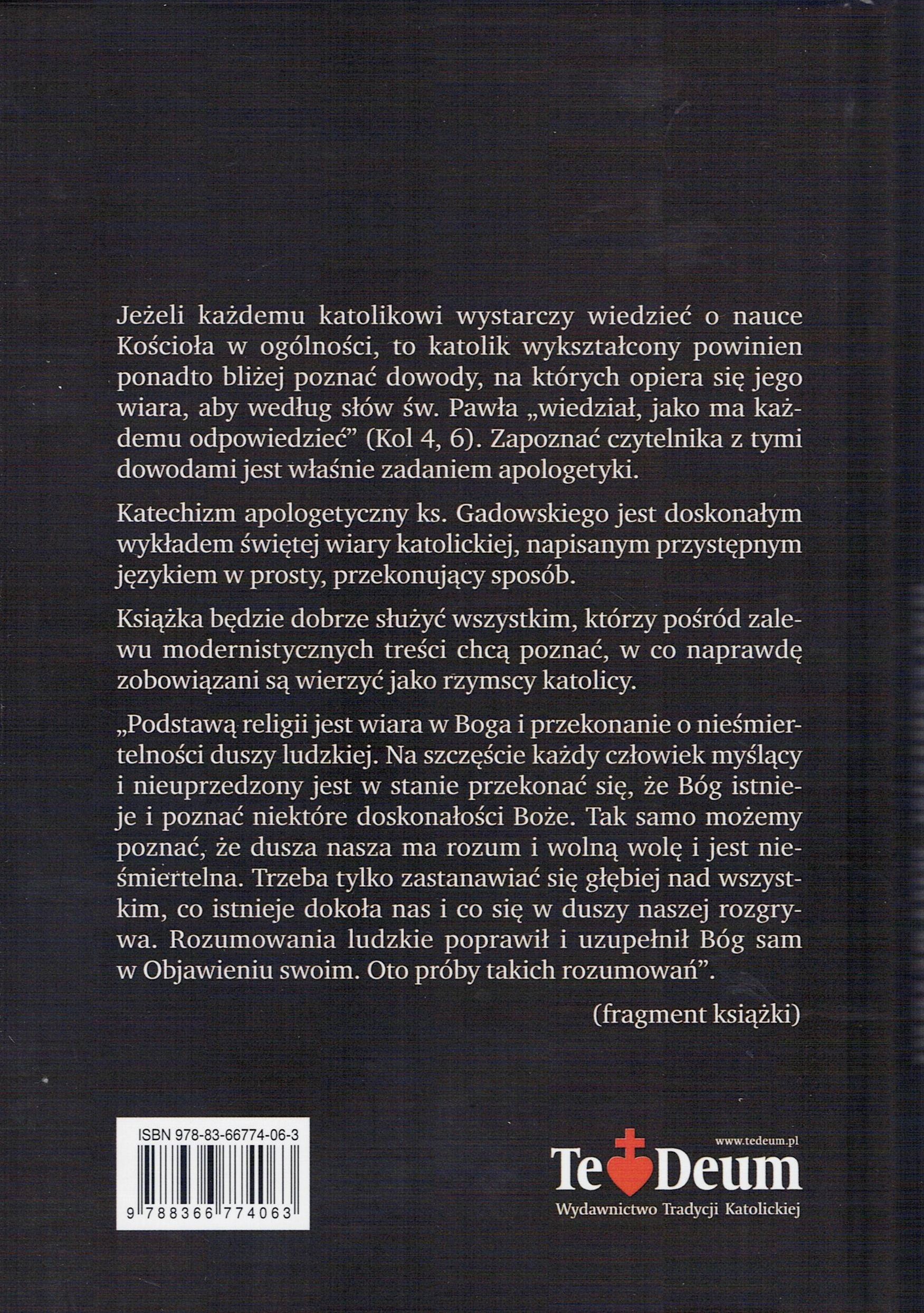 Apologetyczny Katechizm Katolicki - ks. Walenty Gadowski - obrazek 2
